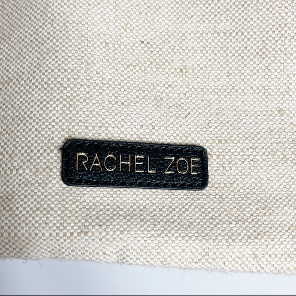 Rachel Zoe Capri Canvas Bag Natural Black Vegan Leather Trim NWT - Picture 3 of 14